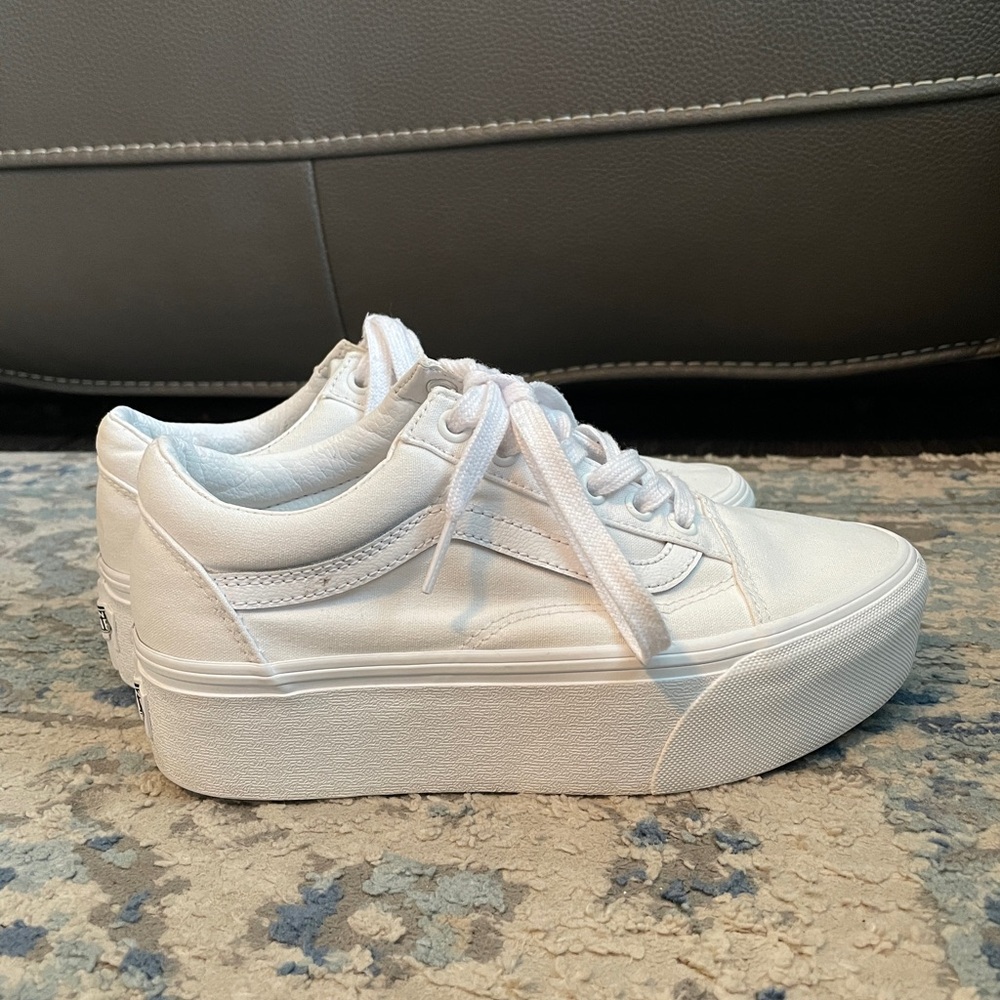 Women's Vans Old Skool White Stackform/ Platform Sneakers